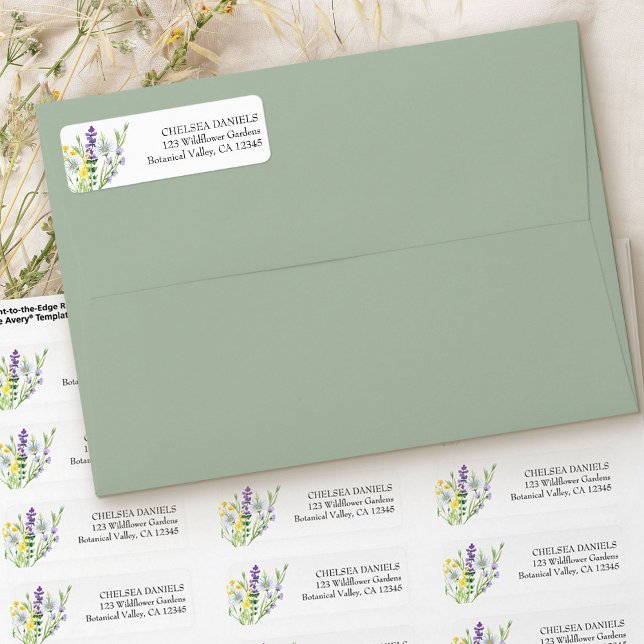 Wildblume Meadow Wedding Address Label (Return address labels with wildflowers for wedding invitations or any mail deserving nature's beauty)