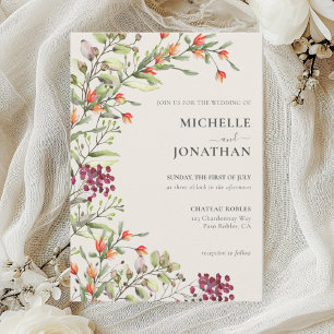 Wildblume Meadow Wedding Einladung - Ecru