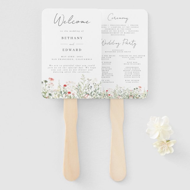 Wildblume Meadow Wedding Fächer (Vorne und Hinten)