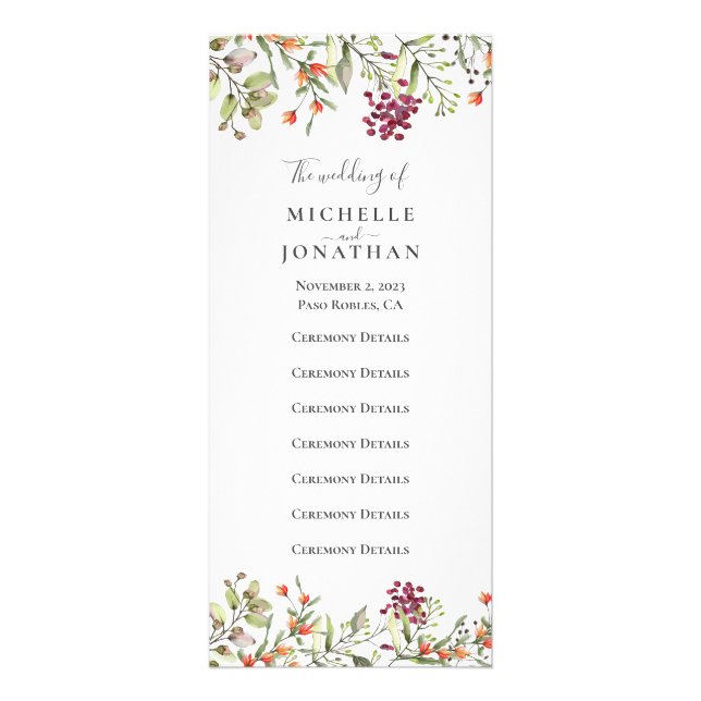 Wildblume Meadow Wedding Programm (Vorne)