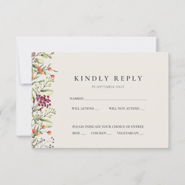 Wildblume Meadow Wedding RSVP Card Ecru Einladung (Vorderseite)