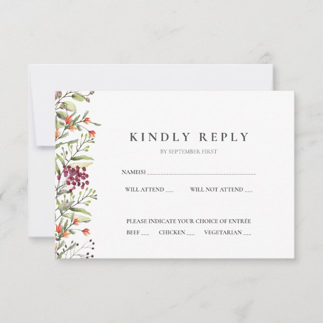 Wildblume Meadow Wedding RSVP-Karte Einladung (Vorderseite)