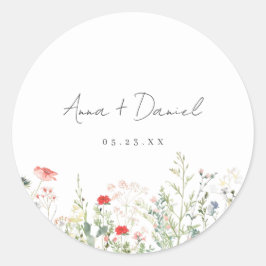 Wildblume Meadow Wedding Runder Aufkleber