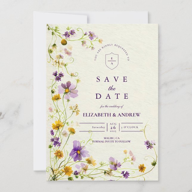 Wildblume Meadow Wedding Save The Date (Vorderseite)