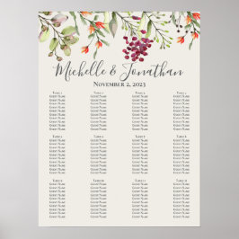 Wildblume Meadow Wedding Seating Chart Ecru Poster