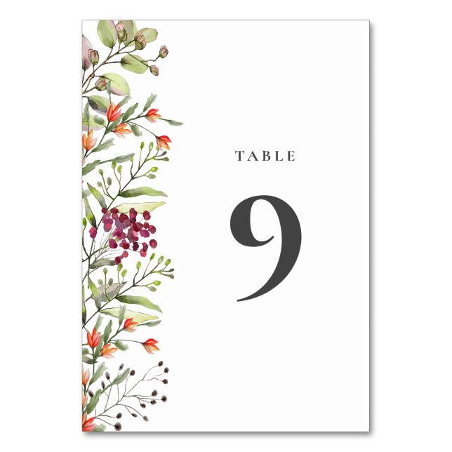 Wildblume Meadow Wedding Tischnummer (Vorderseite)