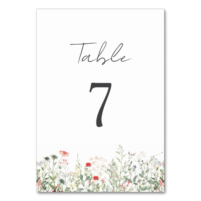 Wildblume Meadow Wedding Tischnummer (Vorderseite)