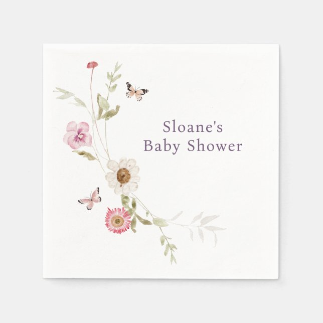Wildblume Meadow Wreath Babydusche Serviette (Vorderseite)