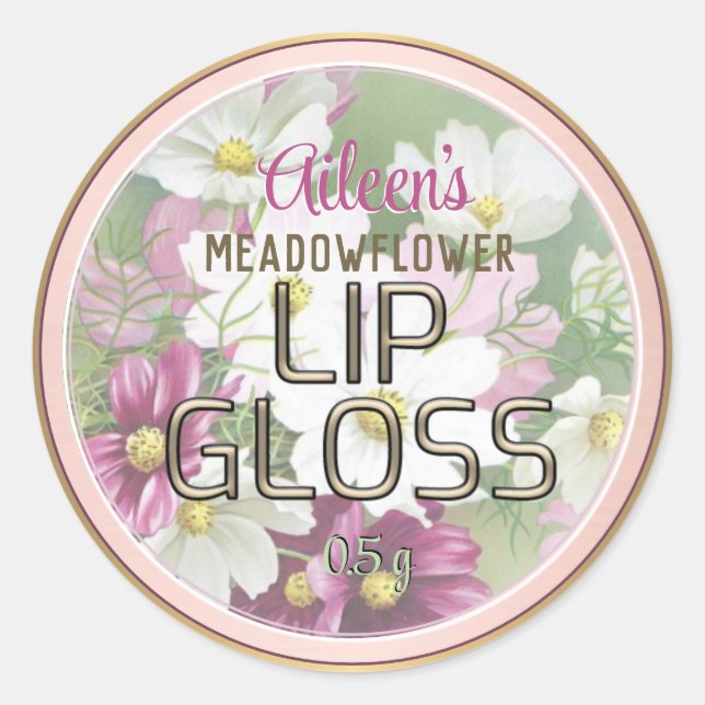 Wildblume Metallic Gold Lip Balm Label Rose Gold Runder Aufkleber (Vorderseite)
