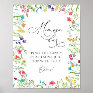 Wildblume Mimosa Bar Drink Zeichen Poster
