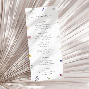 Wildblume Minimale Hochzeit Menükarte