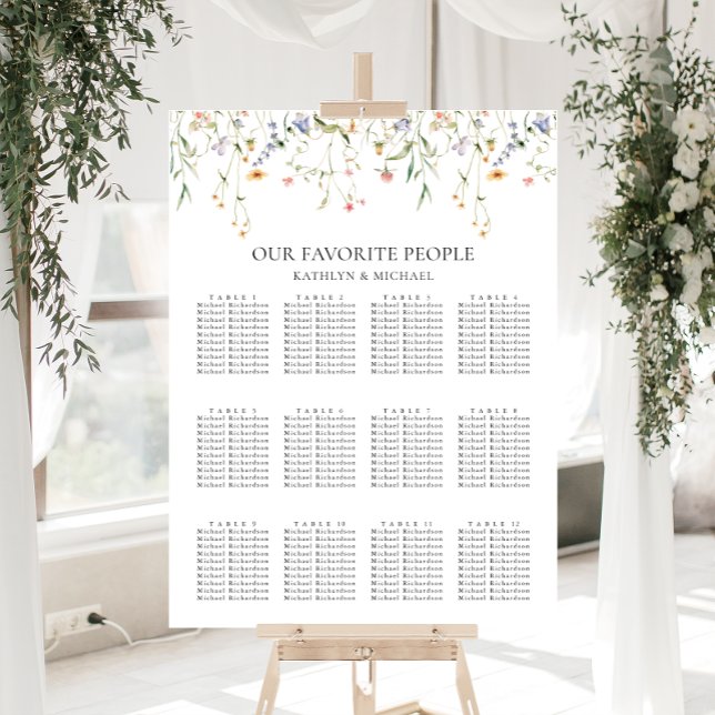 Wildblume Minimalistisch Hochzeit 12 Tischsitze Poster (Von Creator hochgeladen)