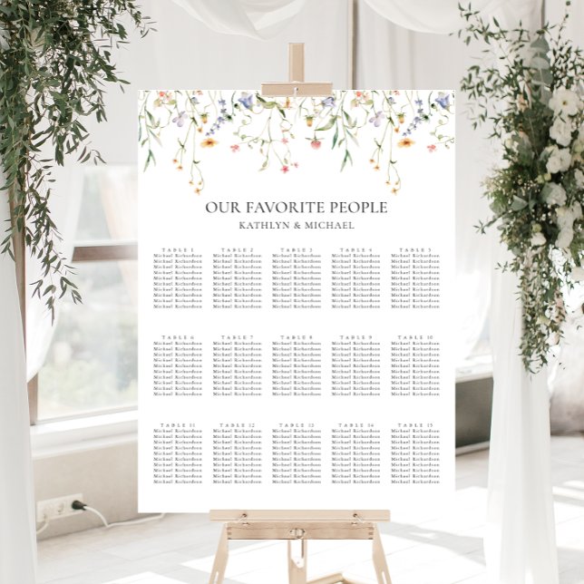 Wildblume Minimalistisch Hochzeit 15 Tischsitze Poster (Von Creator hochgeladen)
