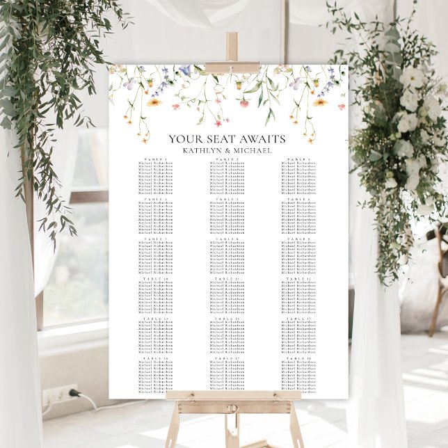Wildblume Minimalistisch Hochzeit 18 Tischsitze Poster (Von Creator hochgeladen)