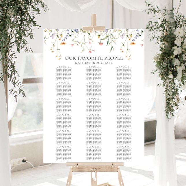 Wildblume Minimalistisch Hochzeit 18 Tischsitze Poster (Von Creator hochgeladen)