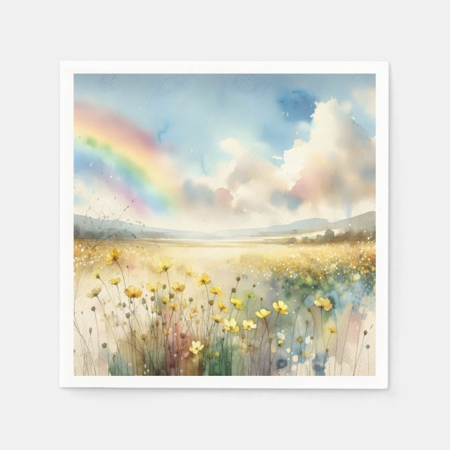 Wildblume mit Regenbogen Serviette (Vorderseite)