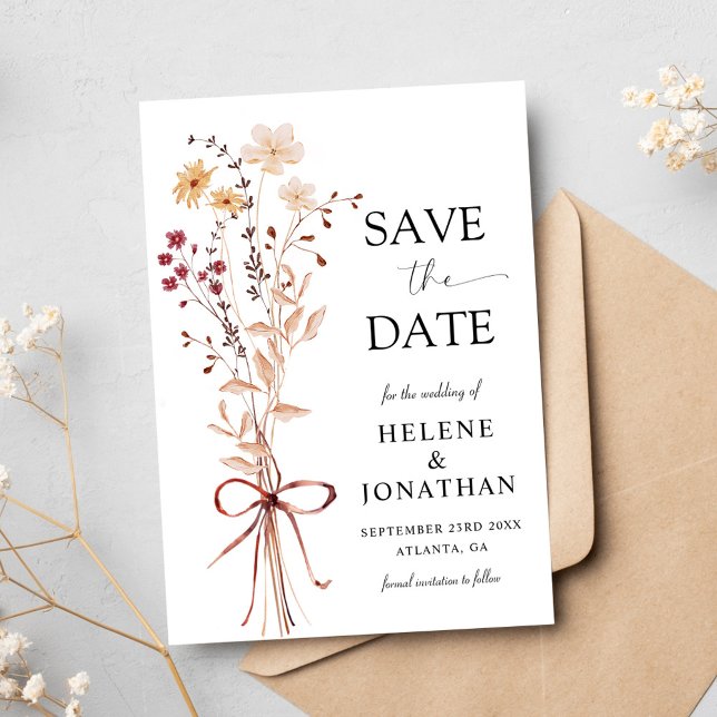 Wildblume Moderne Elegante Blumenhochzeit Save The Date (Wildflower Modern Elegant Floral Wedding Save The Date)