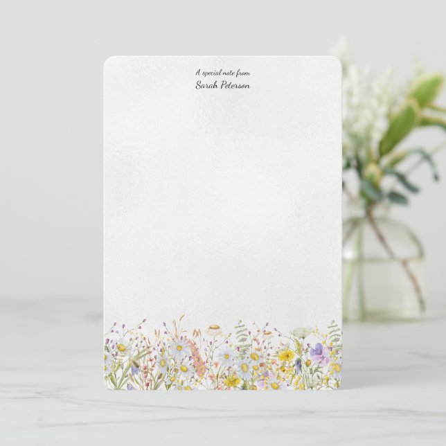 Wildblume Moderne florale botanische Personalisier Mitteilungskarte (Stehend Vorderseite)