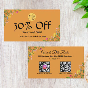Wildblume Modernes Restaurant Qr Code Menü und Rabattkarte