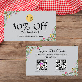 Wildblume Modernes Restaurant Qr Code Menü und Rabattkarte