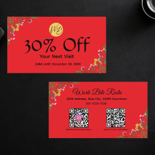 Wildblume Modernes Restaurant Qr Code Menü und Rabattkarte