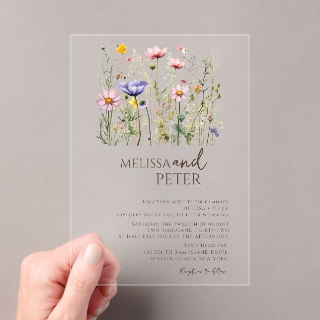 Wildblume Monogram Wedding Acryleinladungen (Insitu (Handheld))