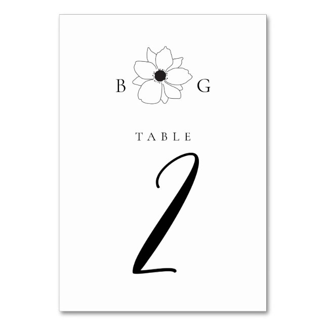 Wildblume Monogram Wedding Tischnummer (Vorderseite)