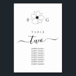 Wildblume Monogram Wedding Tischnummer<br><div class="desc">Ein minimalistisches Wildblume Monogramm Hochzeitsdesign. Ein einfaches Design, das eine Skizze einer wilden Blume verwendet, um ein elegantes klassisches Monogramm zu erstellen. Ein charmantes, von Hand gezeichnet Schwarz-Weiß-Design mit eleganter und eleganter Schriftzeichen-Typografie. Ein elegantes, blumengeschmücktes Hochzeitsdesign mit modernen Elementen. Es stehen auch passende Hochzeitsstilleriedateien und andere Hochzeitsformate zur Verfügung.</div>