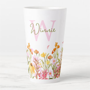 Wildblume Monogramm große Latte-Tasse Milchtasse