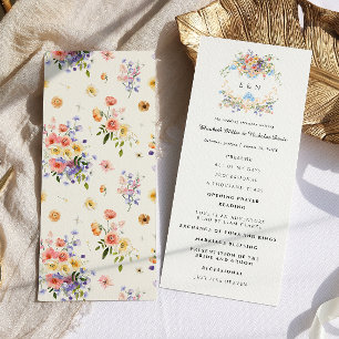 Wildblume Monogramm Verziertes Boho-Hochzeitspro Programm