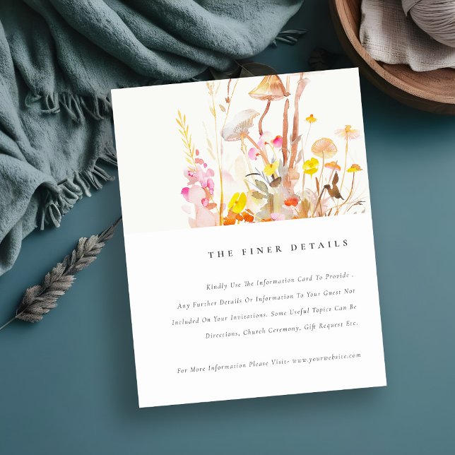 Wildblume Mushroom Fall Botanische Hochzeit Detail Begleitkarte (Von Creator hochgeladen)