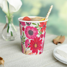 Wildblume Muster Brautparty Pappbecher