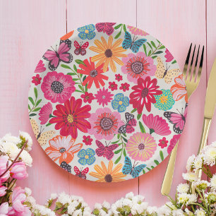 Wildblume Muster Brautparty Pappteller