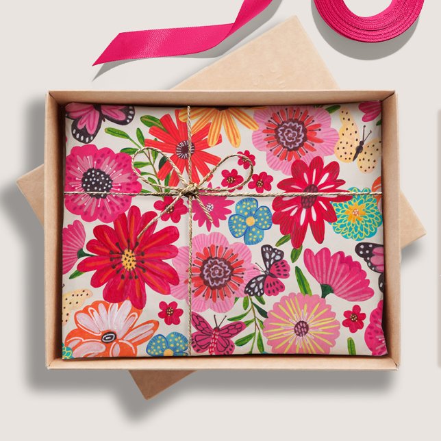 Wildblume Muster Brautparty Seidenpapier (Bright Wildflower Pattern Bridal Shower Tissue Paper)