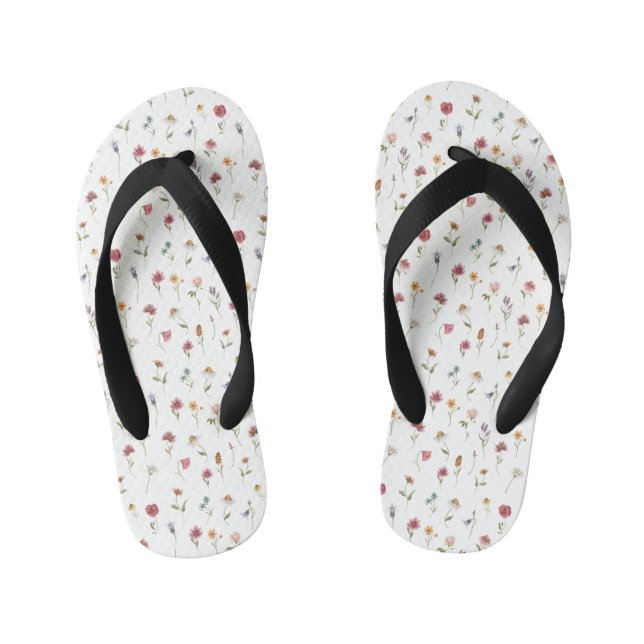 Wildblume-Muster für Wasserfarben Kinderbadesandalen (Fußbett)