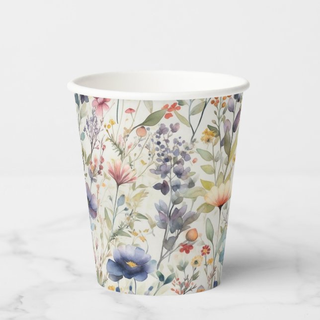 Wildblume-Musterpapiergruppen Pappbecher (Vorderseite)