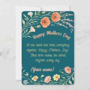 Wildblume Muttertagskarte Geschenk für Mama Feiertagskarte