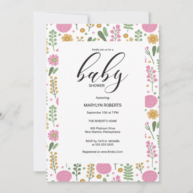 Wildblume Natural Bloom Frame Einladende Kinderdus Einladung (Vorderseite)