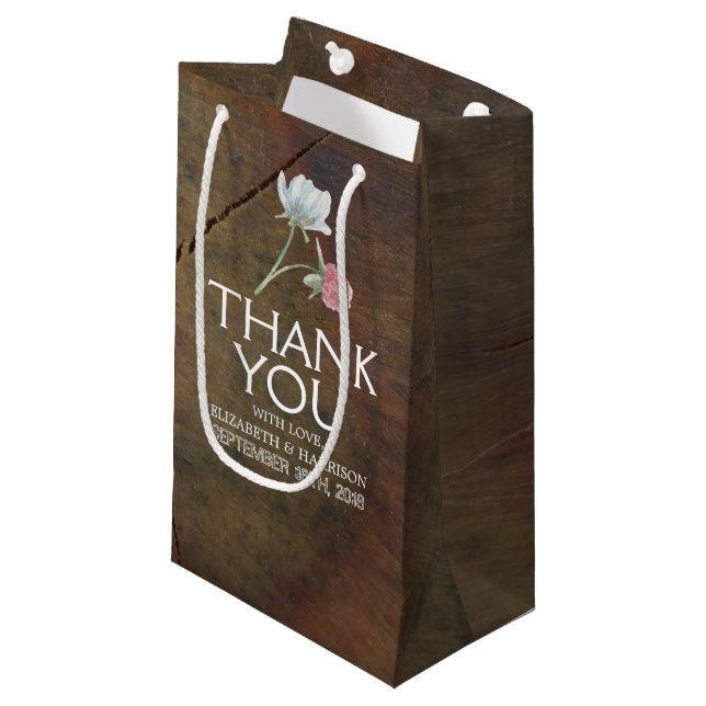 Wildblume Oak Wood Wedding Kleine Geschenktüte (Vorderseite Schrägansicht)