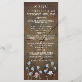 Wildblume Oak Wood Wedding Menü Menükarte