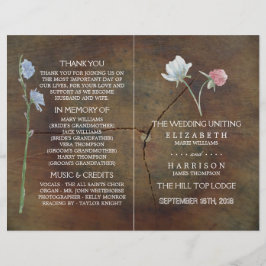 Wildblume Oak Wood Wedding Programm