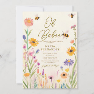 Wildblume Oh Babee Mommy zu Bee Baby Dusche Einladung