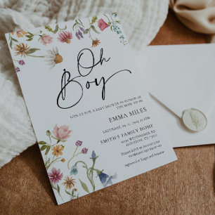 Wildblume Oh Boy Baby Dusche Einladung