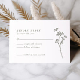 Wildblume Olive Green Wedding RSVP Card