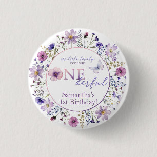 Wildblume Onederful 1. Geburtstagskarte Button
