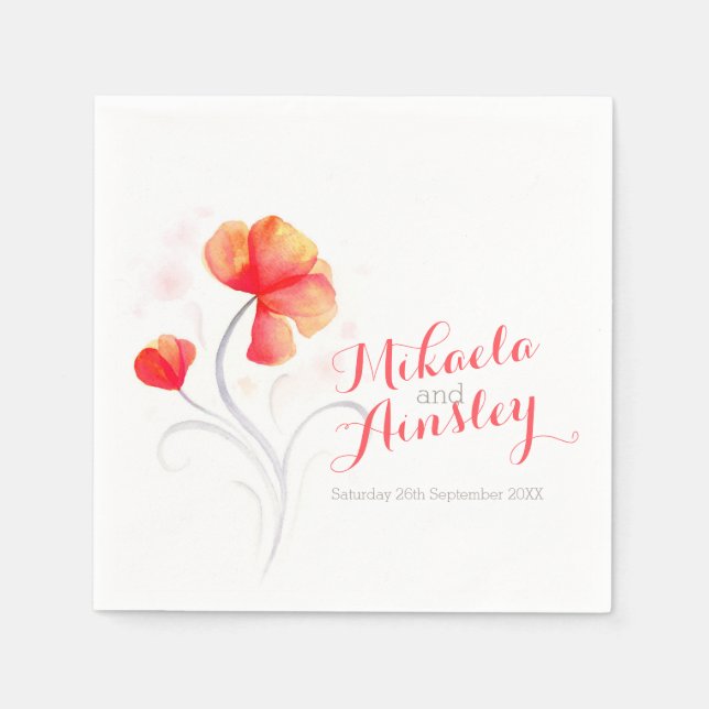 Wildblume Orange-Papierserviette für Hochzeiten Serviette (Vorderseite)