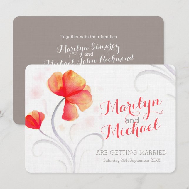 Wildblume Orangensaft einladen Einladung (Vorne/Hinten)