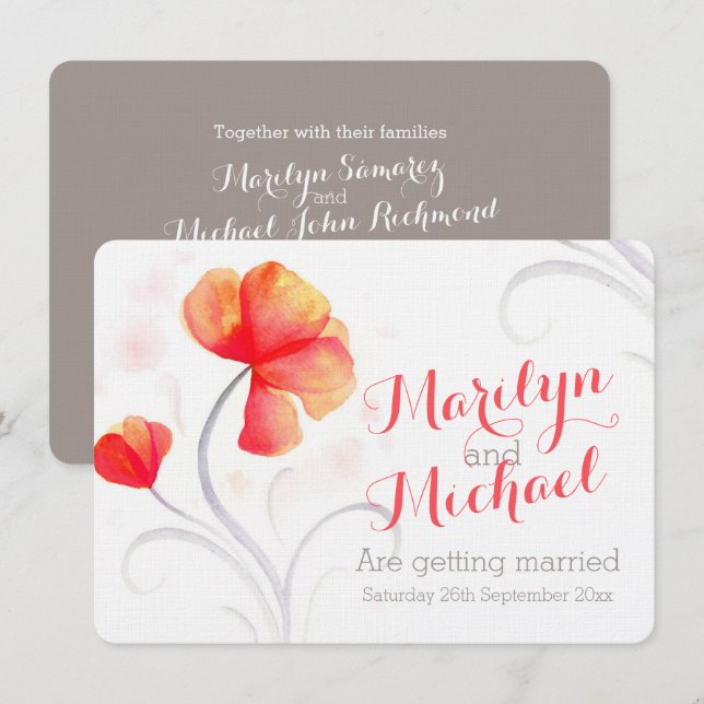 Wildblume Orangensaft einladen Einladung (Vorne/Hinten)