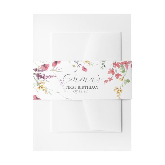 Wildblume-Papierservietten Einladungsbanderole (Vorderseite Beispiel)