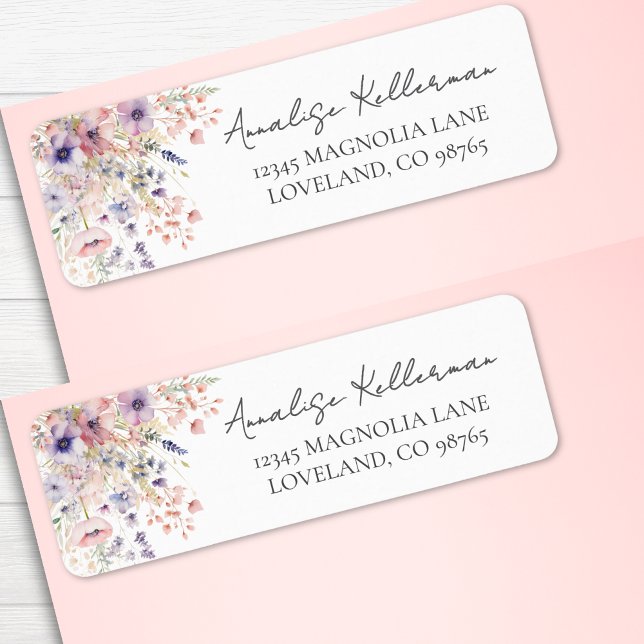 Wildblume Pastel Floral Rücksendeadresse (Wildflower Pastel Floral Return Address label)